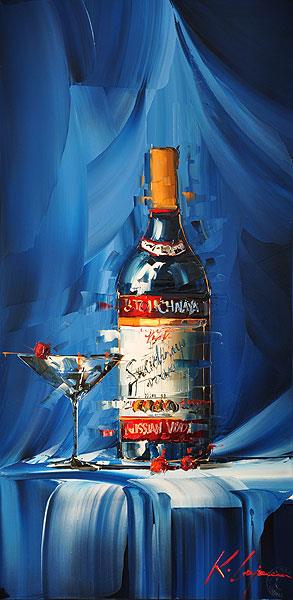 カル・ガジュームの静物装飾の青いワイン油絵